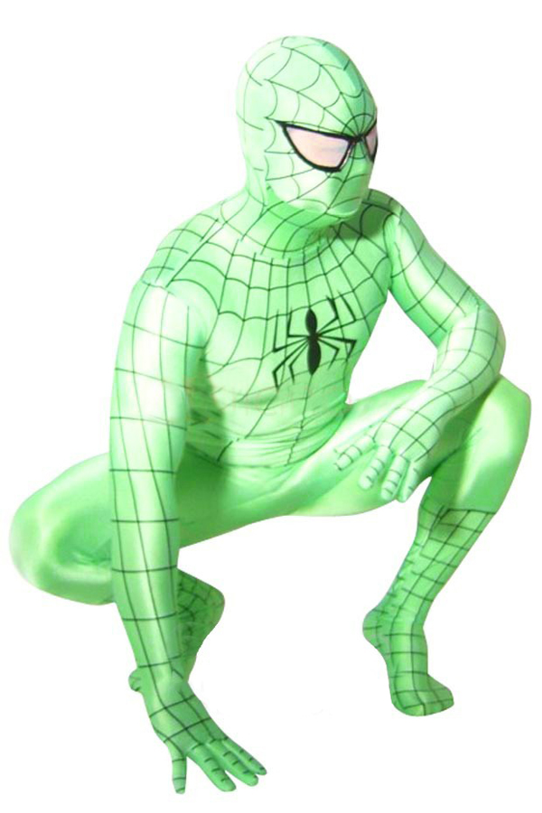 Halloween Costume Light Green Spiderman Zentai - Click Image to Close